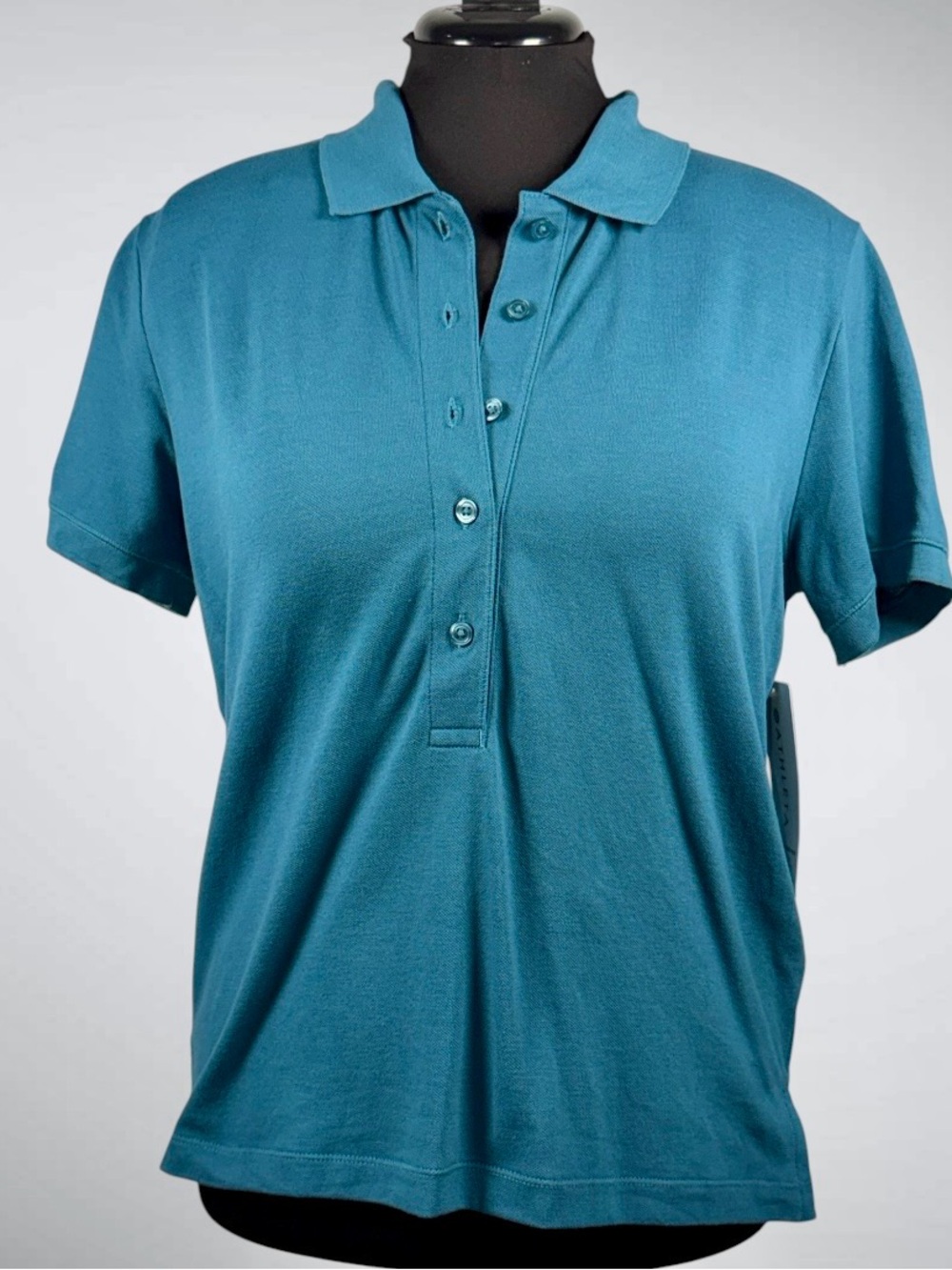 Women’s Athleta 5 Button Teal Pique Polo Size Medium NWT